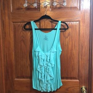 New York and Company Blue Ruffle Tanktop